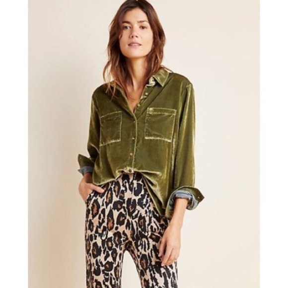 Anthropologie Tops - NWT Anthropologie Karina Velvet Buttondown Top